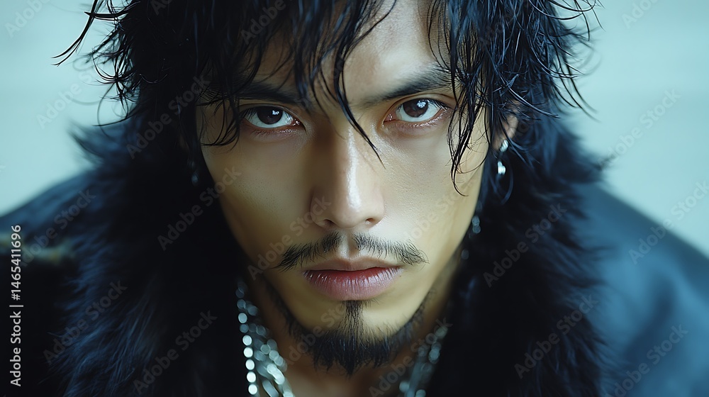 Close-up portrait of a man with a serious expression. Close-up portrait of a man with a serious expression.