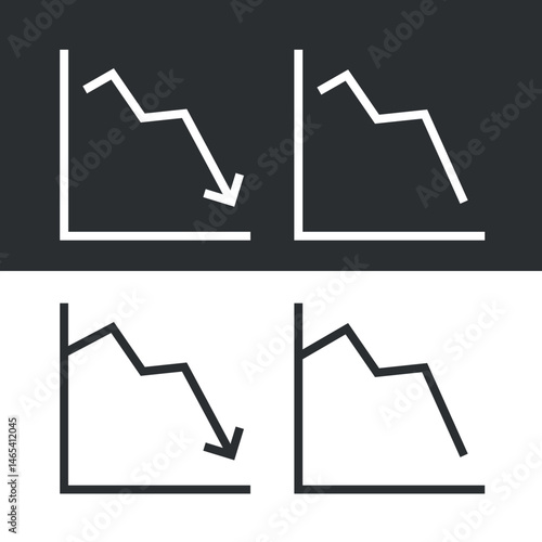 Chart (diagram) icon. Symbol of business or financial indicators. Attribute of decline or growth. Designation of data, information or change.