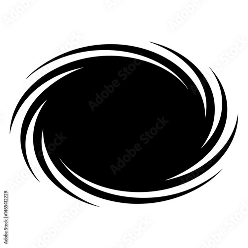 Abstract black and white swirl design element in an oval pattern
