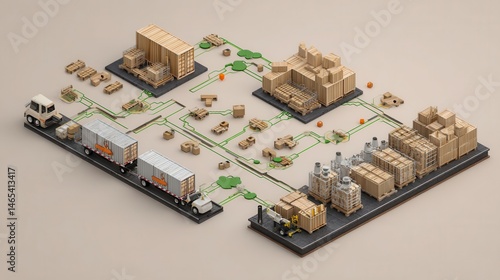 Logistics network of a modern distribution center.