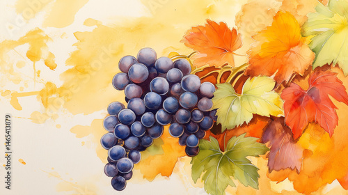 grape cluster with leaves
