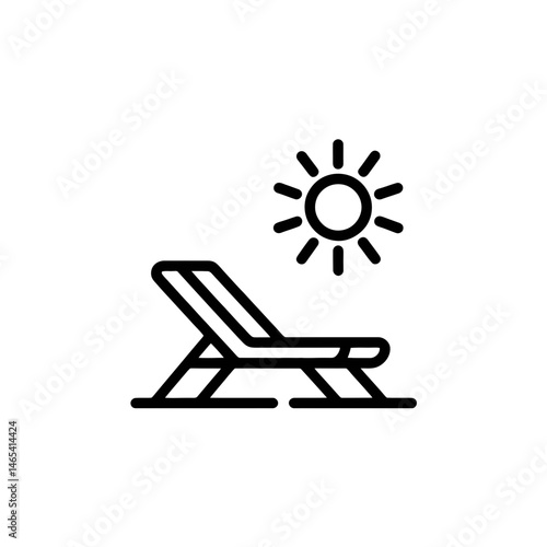 A simple line icon depicts a sun lounger beneath a shining sun, suggesting leisure and relaxatio