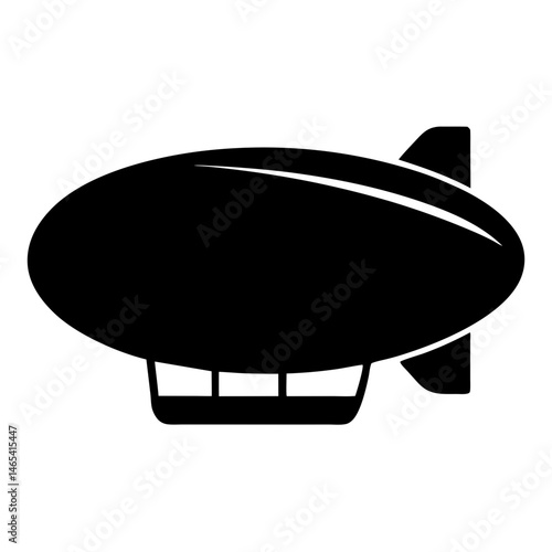 Monochrome illustration of a classic blimp dirigible or airship in flight