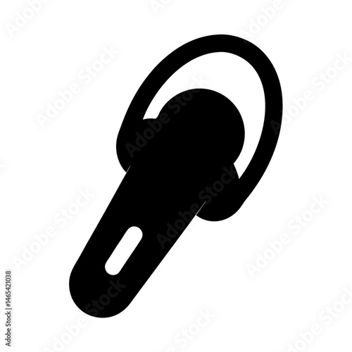 Black and white silhouette of a wireless Bluetooth earpiece for communication