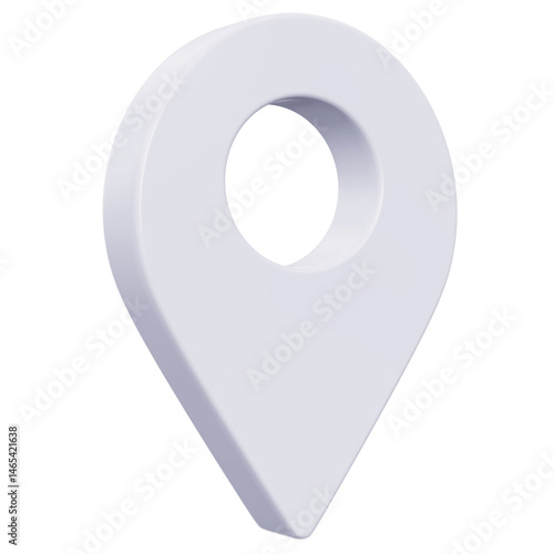 3D White Pointer Icon, Location symbol isolated on white background, Gps, travel, navigation, place position concept, 3d illustration