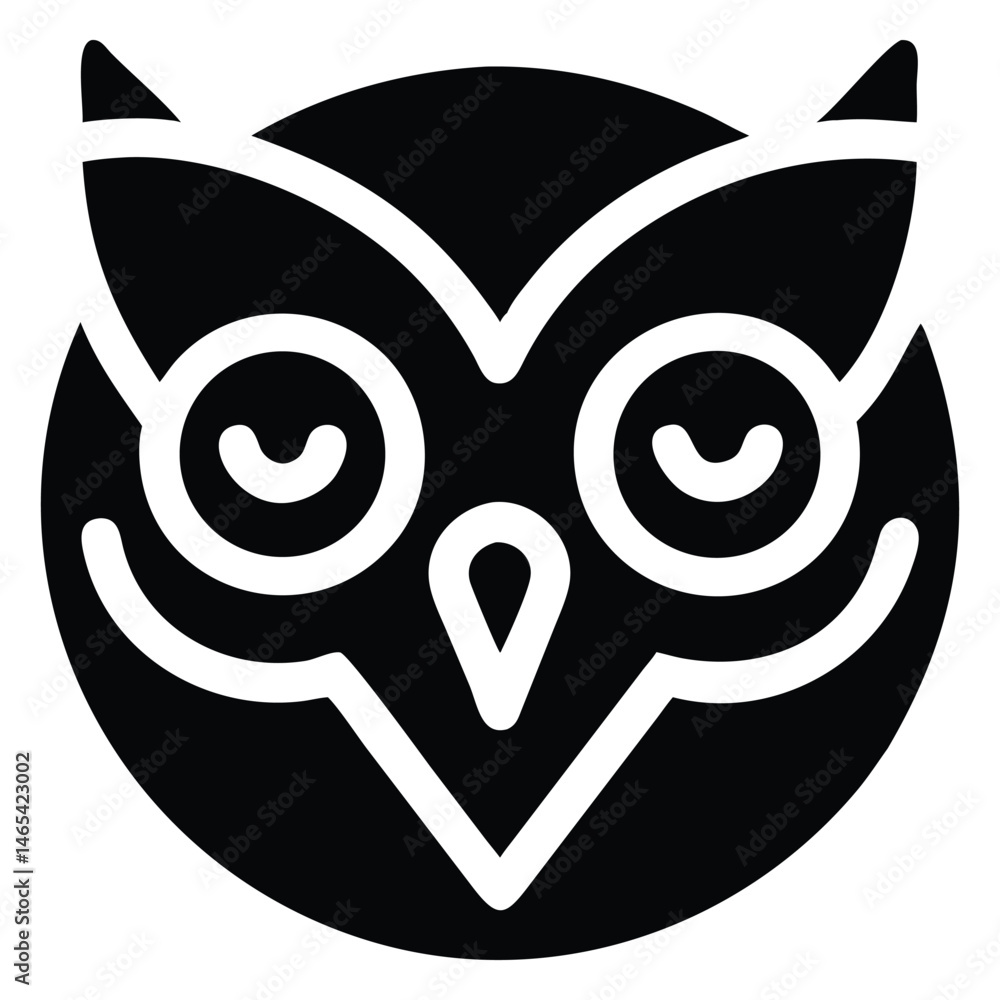An adorable owl with closed eyes features symmetrical design and a gentle, peaceful expression An adorable owl with closed eyes features symmetrical design and a gentle, peaceful expression