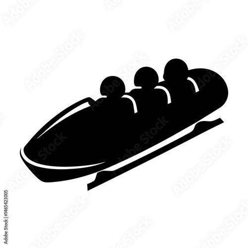 Monochrome bobsleigh team racing down the track with great speed and agility