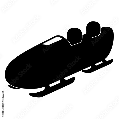 Silhouette of a Bobsleigh Sled with Two Seats for Winter Racing