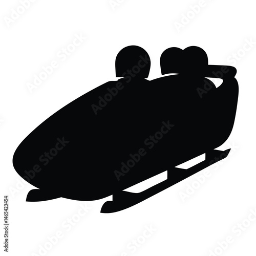 Silhouette of Two Person Bobsled Team Racing in Winter Olympic Sport