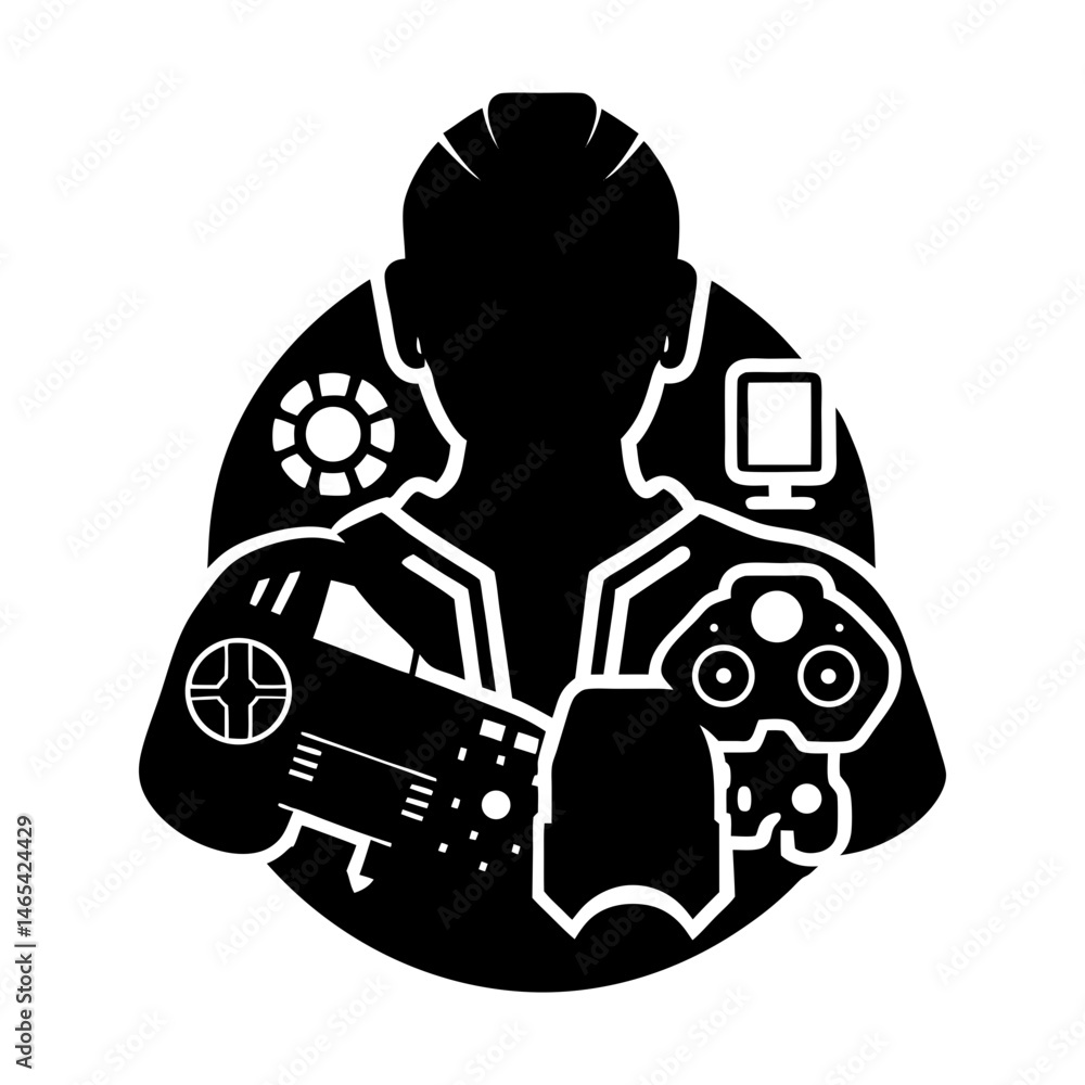 Technology and Gaming silhouette vector Technology and Gaming silhouette vector