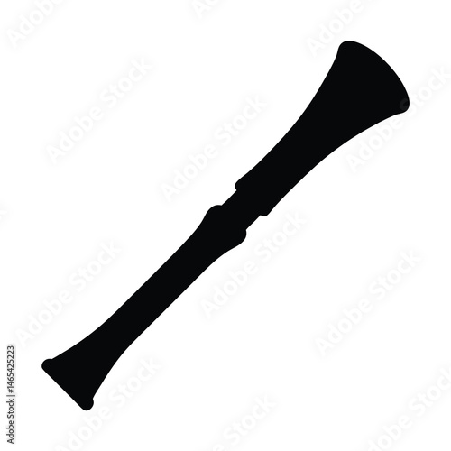 Silhouette of an ancient wind instrument, likely a shawm or crumhorn