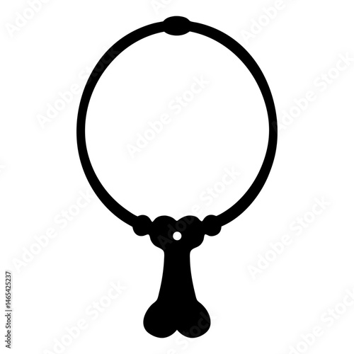 Simple stylized image of a hand mirror featuring an elegant round frame