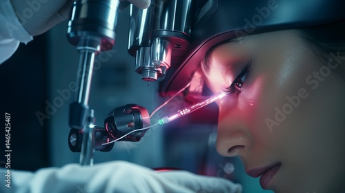 A photo of an eye surgeon using advanced laser tech