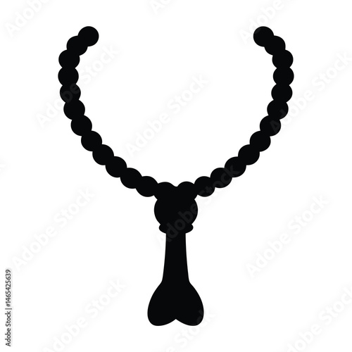 Silhouette of Islamic prayer beads, tasbih or rosary with a pendant element