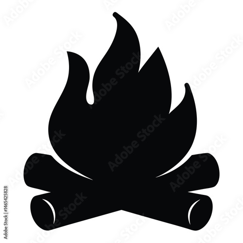 Stylized bonfire icon representing warmth, camping, outdoors, and primitive fire technology