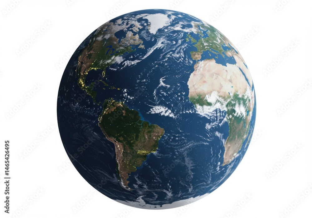 Earth globe showing continents and oceans isolated on white background Earth globe showing continents and oceans isolated on white background