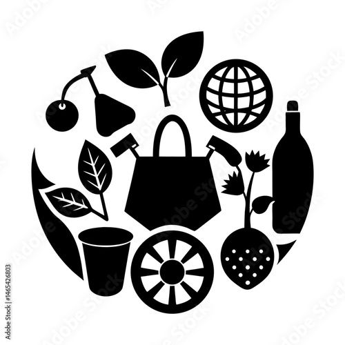 Sustainable Accessories silhouette vector