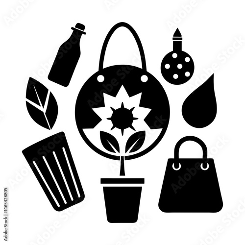 Sustainable Accessories silhouette vector