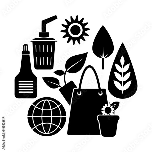 Sustainable Accessories silhouette vector