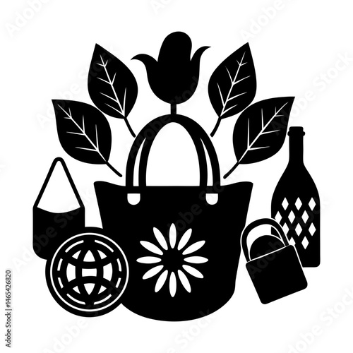 Sustainable Accessories silhouette vector