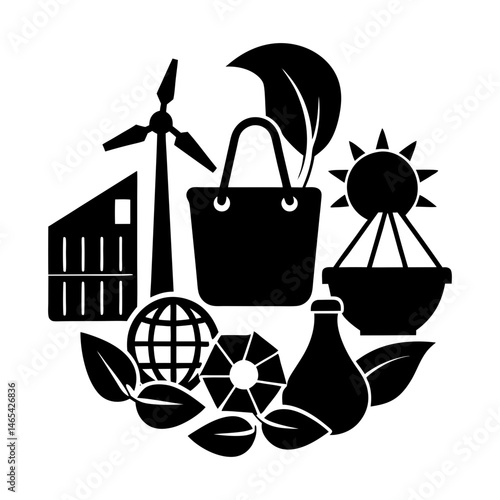Sustainable Accessories silhouette vector