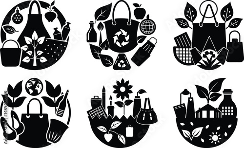 Sustainable Accessories silhouette vector