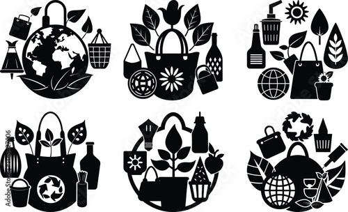Sustainable Accessories silhouette vector