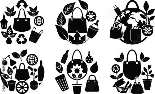 Sustainable Accessories silhouette vector