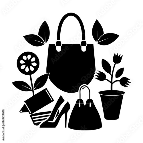 Sustainable Accessories silhouette vector