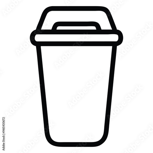 Black outlined portable cooler container icon on clean background simplifies picnic or outdoor events