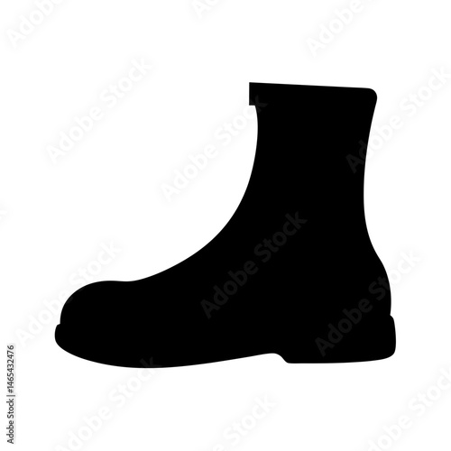 A simple silhouette of a single black boot footwear fashion apparel design element