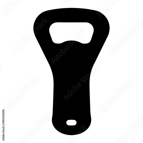 A Simple Black Silhouette of a Bottle Opener for Beer or Soda