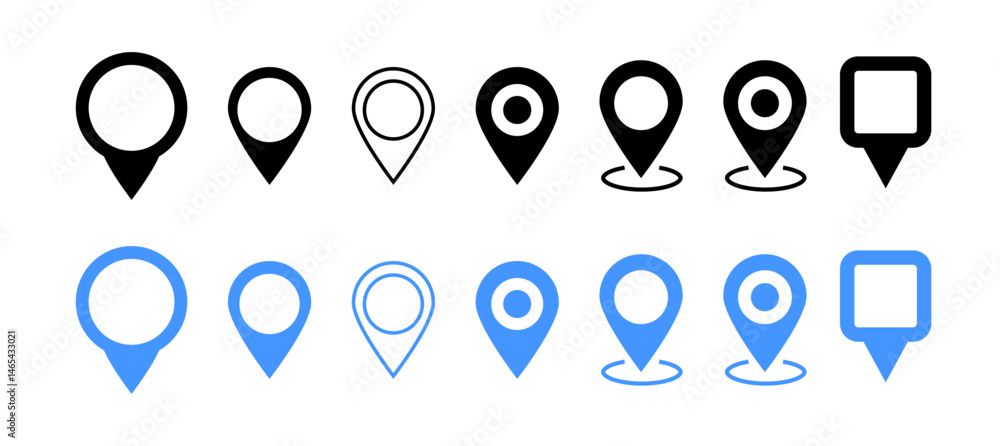 Pin location icon set in vector format. Includes map pins, GPS markers, and navigation symbols for apps, maps, UI design, travel, and location-based services. Pin location icon set in vector format. Includes map pins, GPS markers, and navigation symbols for apps, maps, UI design, travel, and location-based services.