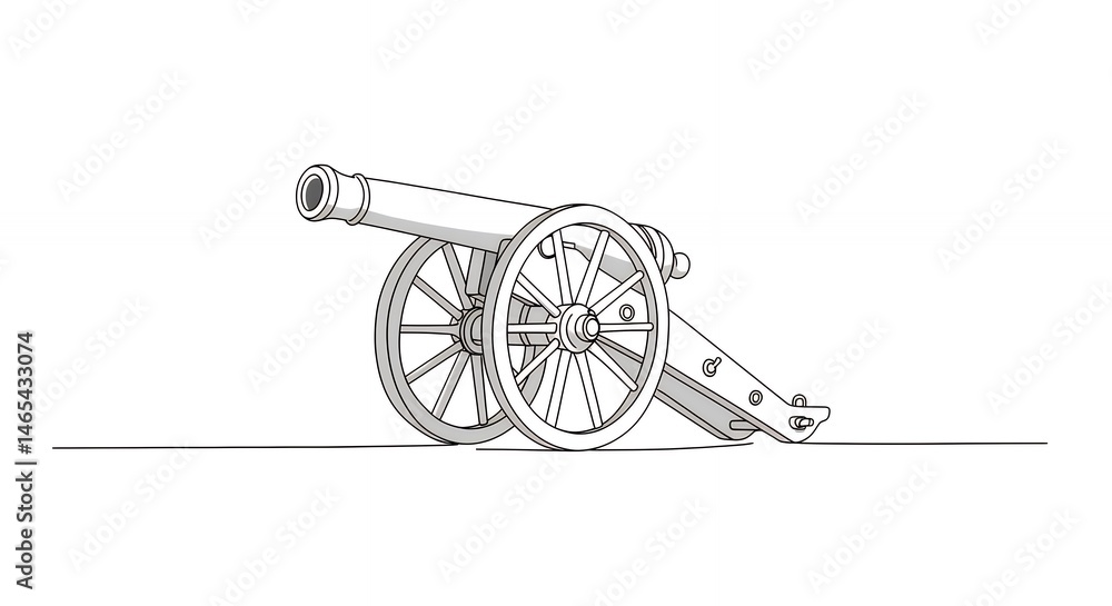 Fototapeta premium Antique cannon line drawing