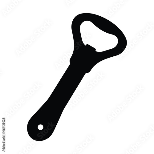 Simple Black Silhouette of a Bottle Opener Tool for Drinks