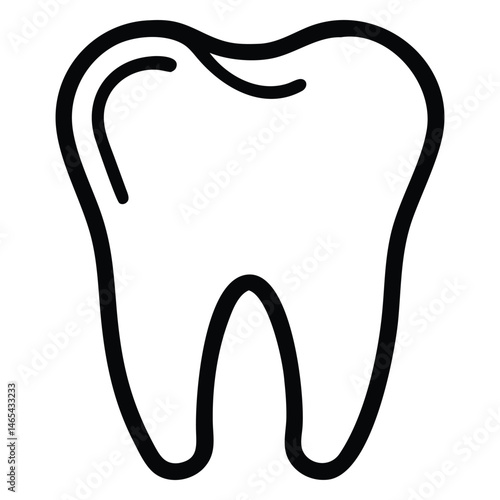 Bold black outline defines a simple, single human tooth shape with clear enamel edges