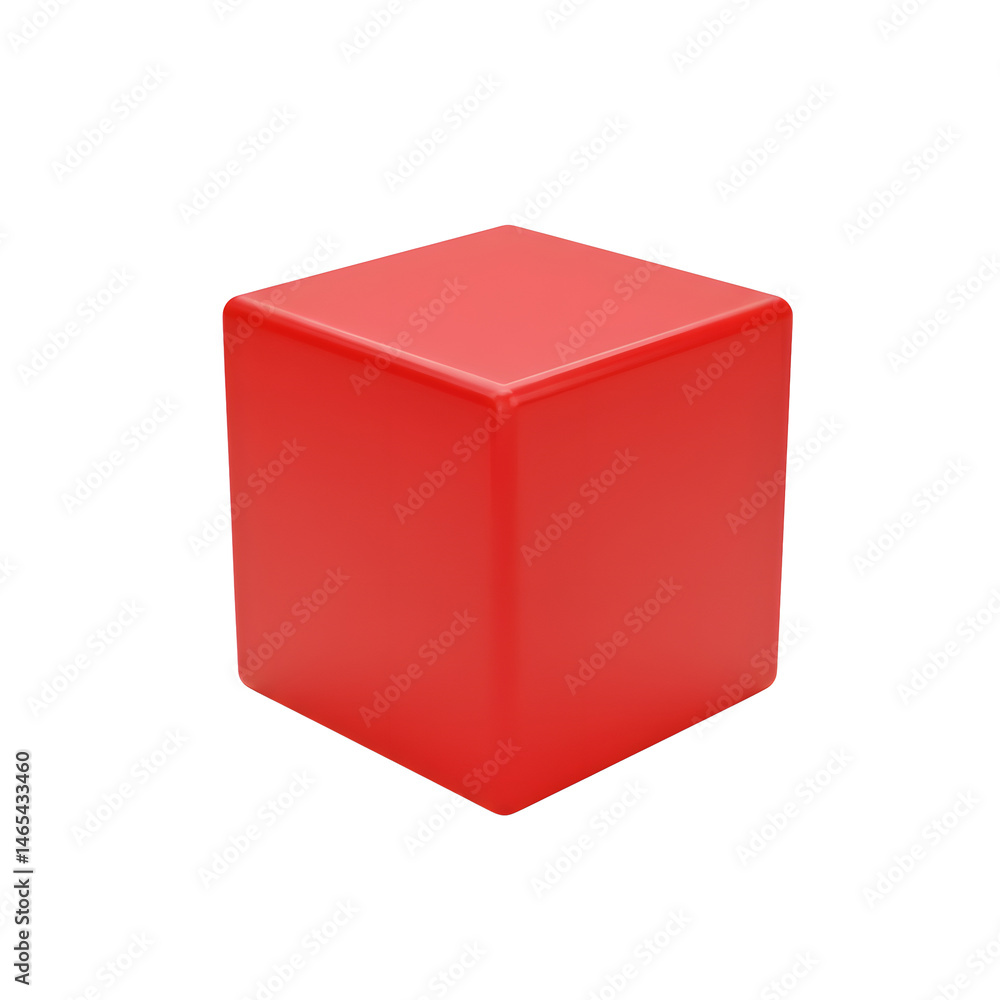 Fototapeta premium Red cube floating on transparent background: perfect for educational visuals