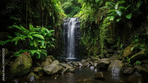 Lush Rainforest Waterfall