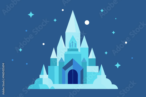 enchanted ice castle glowing from within  surround 