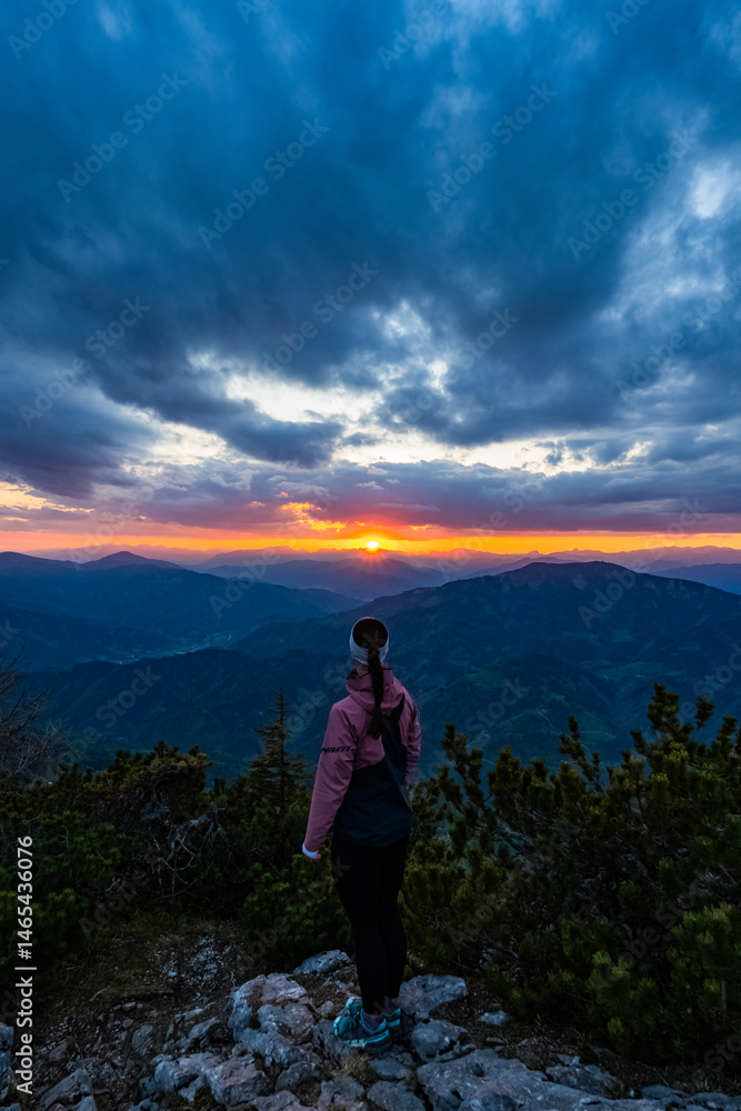 Fototapeta premium Sonnenuntergang Hochlantsch - Teichalm - Almenland - Oststeiermark - Österreich