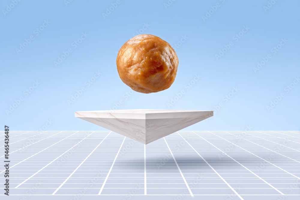 Levitating Meatball Hovers Above Clean Lab Tile in Innovative Experimental Setup