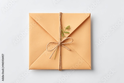 Kraft Envelope Tied With Twine Holds Diploma and Fresh Greenery, Perfect for Graduation Celebration or Special Occasions