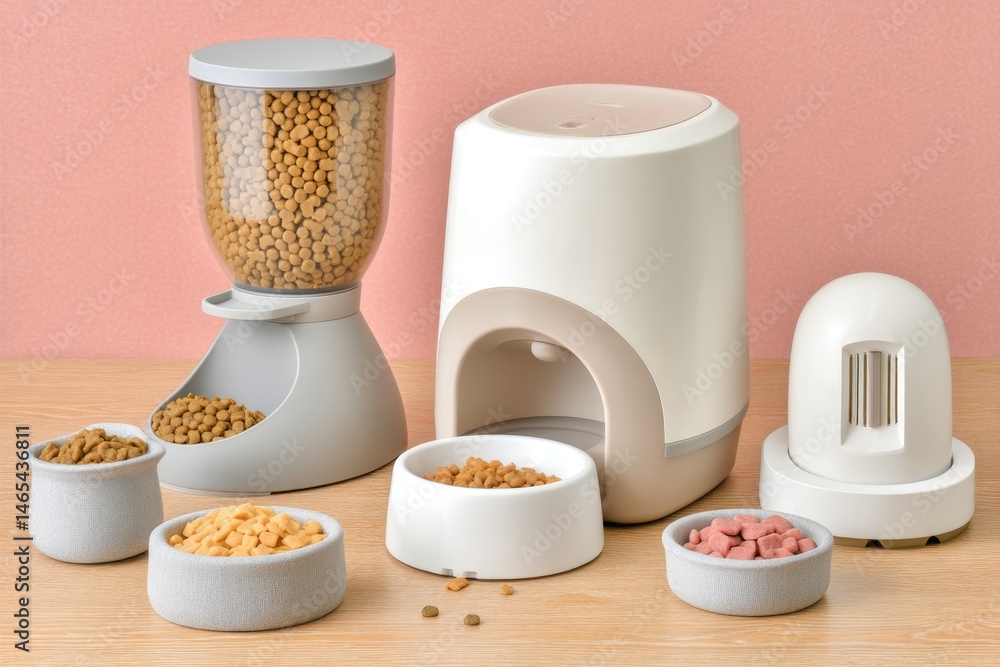 Modern Pet Zone in Kitchen Featuring Synchronized Feeding and Interactive Accessories for Pets