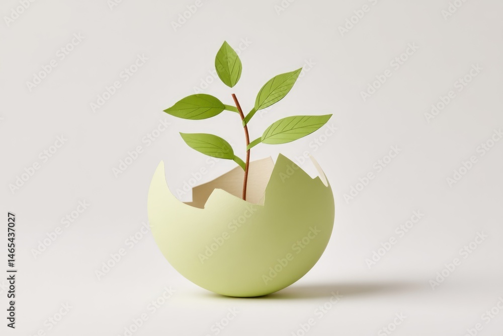 Leaf Cutout Emerging From a Cracked Half of Earth, Symbolizing Environmental Growth and Sustainability