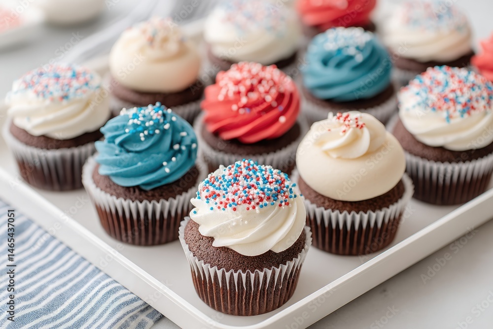 Celebrate With Delicious Patriotic Cupcakes Featuring Red, White, and Blue Frosting for Festive Gatherings or Holiday Events