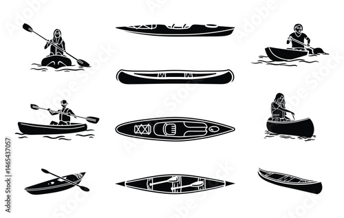 Water sports elements silhouettes