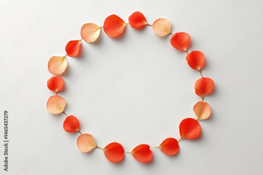 Obraz premium Red Poppy Petals Creatively Arranged in a Circular Pattern on a Soft White Background, Showcasing Natural Beauty and Simplicity