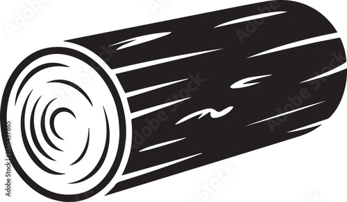 Wooden Log Silhouette Vector | Rustic Black Vector Art Illustration for Forest Themes