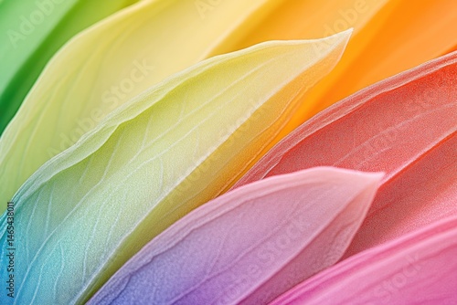 Distorted Rainbow Spectrum Through Delicate Layers of Translucent Leaves Capturing Vibrant Hues