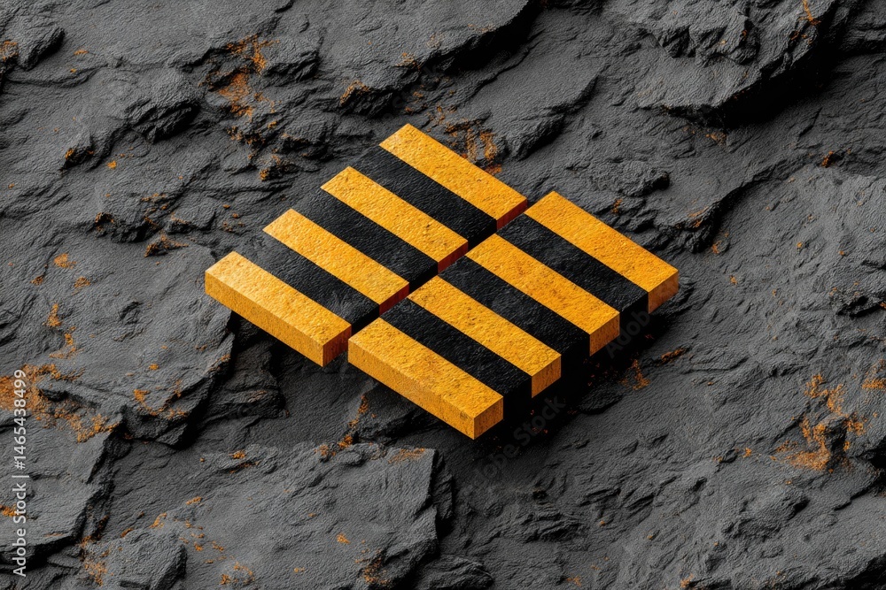 Warning Stripes Embedded in Earth Fissures Signal Hazardous Terrain in Remote Area